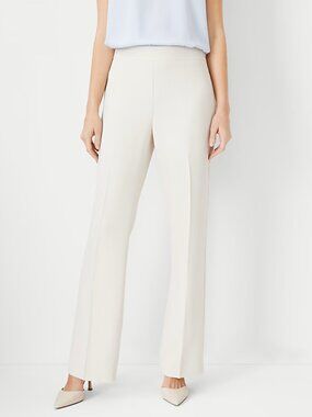 Ann Taylor Side Zip Trouser in Fluid Crepe Ivory Sz 4